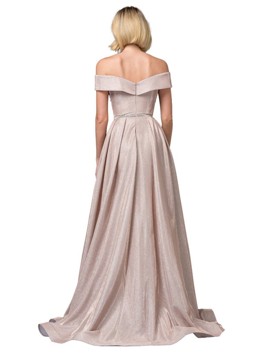 NEW ROSE-GOLD Evening Gown Floor Length Formal Elegant Stunning 2824 - Picture 2 of 4